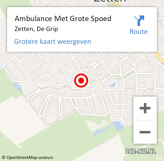 Locatie op kaart van de 112 melding: Ambulance Met Grote Spoed Naar Zetten, De Grip op 28 augustus 2021 09:55