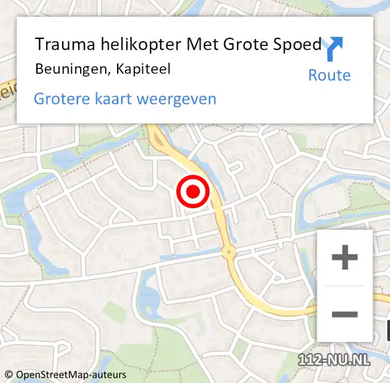 Locatie op kaart van de 112 melding: Trauma helikopter Met Grote Spoed Naar Beuningen, Kapiteel op 28 augustus 2021 09:58