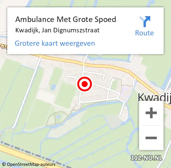 Locatie op kaart van de 112 melding: Ambulance Met Grote Spoed Naar Kwadijk, Jan Dignumszstraat op 28 augustus 2021 10:32