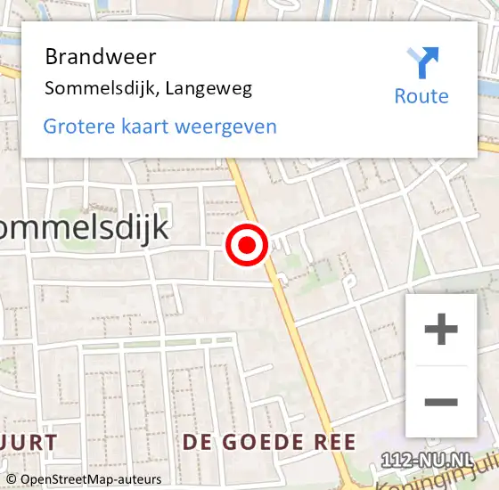 Locatie op kaart van de 112 melding: Brandweer Sommelsdijk, Langeweg op 28 augustus 2021 10:33