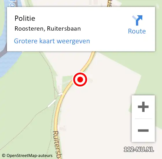 Locatie op kaart van de 112 melding: Politie Roosteren, Ruitersbaan op 28 augustus 2021 10:39