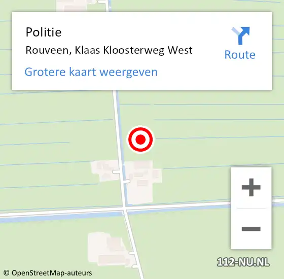 Locatie op kaart van de 112 melding: Politie Rouveen, Klaas Kloosterweg West op 28 augustus 2021 10:46