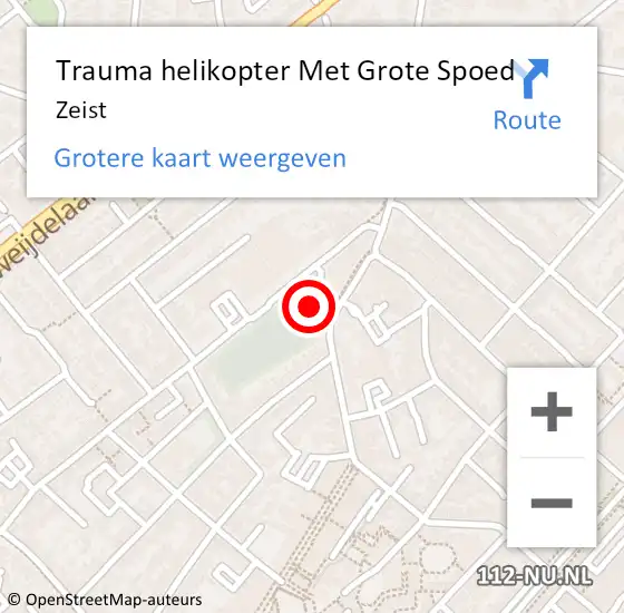 Locatie op kaart van de 112 melding: Trauma helikopter Met Grote Spoed Naar Zeist op 28 augustus 2021 11:00