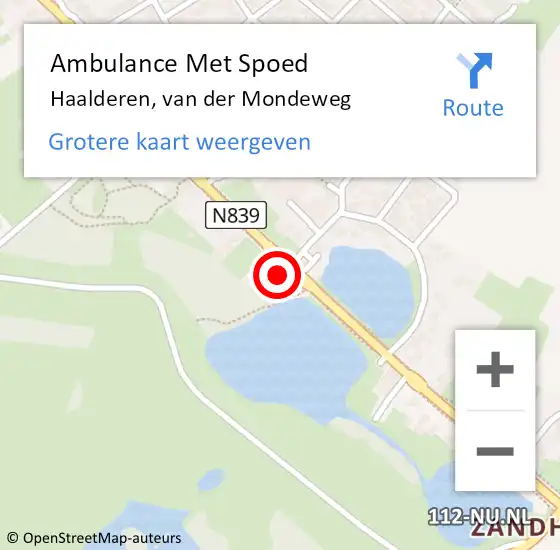 Locatie op kaart van de 112 melding: Ambulance Met Spoed Naar Haalderen, van der Mondeweg op 28 augustus 2021 11:30