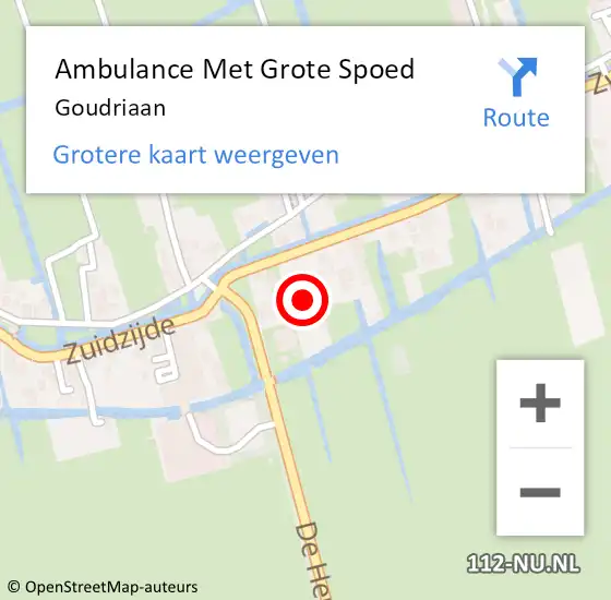 Locatie op kaart van de 112 melding: Ambulance Met Grote Spoed Naar Goudriaan op 28 augustus 2021 11:30