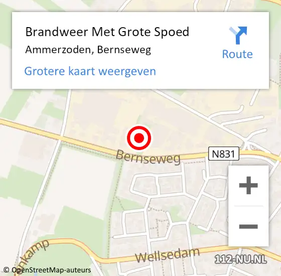 Locatie op kaart van de 112 melding: Brandweer Met Grote Spoed Naar Ammerzoden, Bernseweg op 28 augustus 2021 11:42