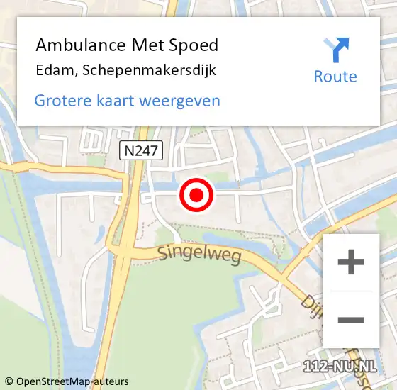 Locatie op kaart van de 112 melding: Ambulance Met Spoed Naar Edam, Schepenmakersdijk op 28 augustus 2021 11:43