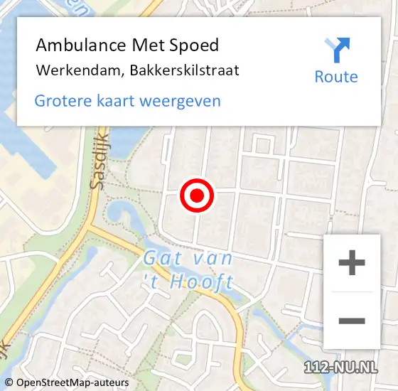 Locatie op kaart van de 112 melding: Ambulance Met Spoed Naar Werkendam, Bakkerskilstraat op 28 augustus 2021 12:11