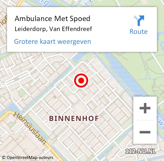 Locatie op kaart van de 112 melding: Ambulance Met Spoed Naar Leiderdorp, Van Effendreef op 28 augustus 2021 12:16