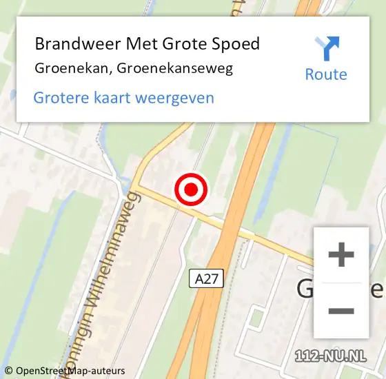 Locatie op kaart van de 112 melding: Brandweer Met Grote Spoed Naar Groenekan, Groenekanseweg op 28 augustus 2021 12:23