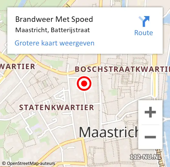 Locatie op kaart van de 112 melding: Brandweer Met Spoed Naar Maastricht, Batterijstraat op 28 augustus 2021 12:31