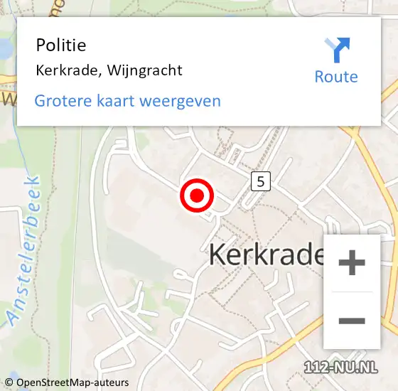 Locatie op kaart van de 112 melding: Politie Kerkrade, Wijngracht op 28 augustus 2021 12:58