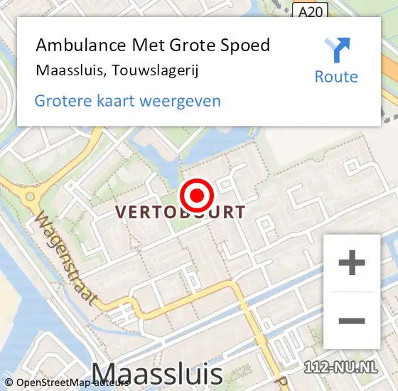 Locatie op kaart van de 112 melding: Ambulance Met Grote Spoed Naar Maassluis, Touwslagerij op 28 augustus 2021 13:17