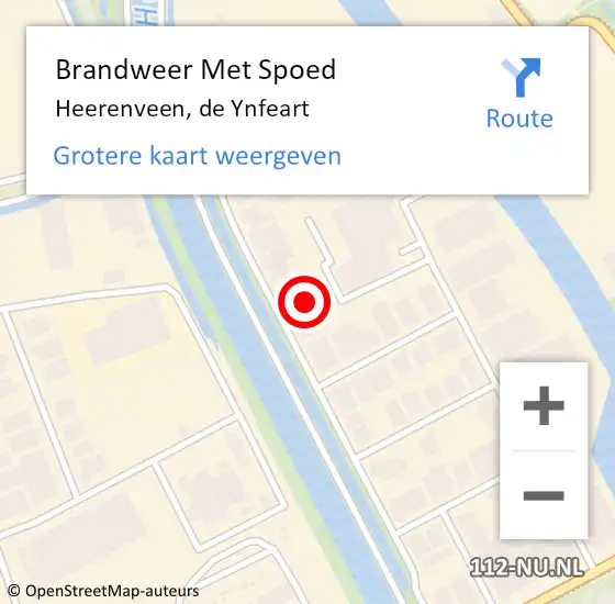 Locatie op kaart van de 112 melding: Brandweer Met Spoed Naar Heerenveen, de Ynfeart op 28 augustus 2021 13:40