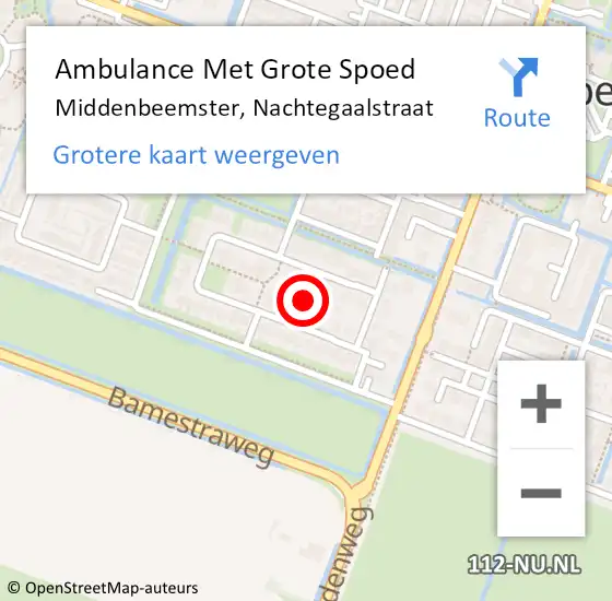 Locatie op kaart van de 112 melding: Ambulance Met Grote Spoed Naar Middenbeemster, Nachtegaalstraat op 28 augustus 2021 13:42