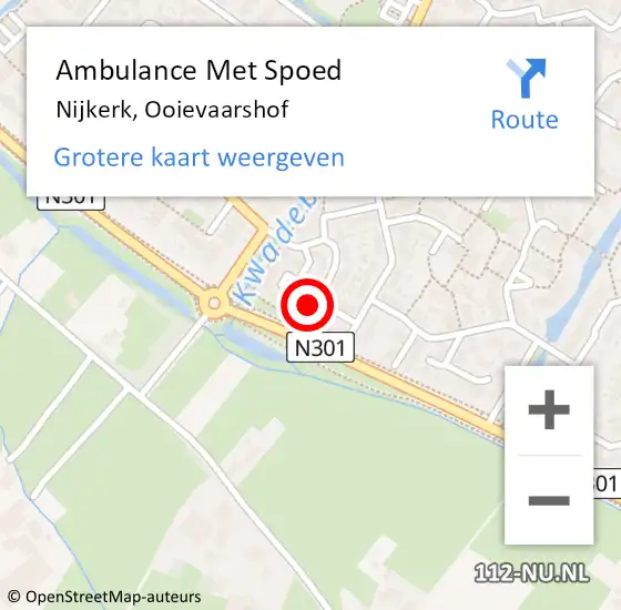 Locatie op kaart van de 112 melding: Ambulance Met Spoed Naar Nijkerk, Ooievaarshof op 28 augustus 2021 13:50