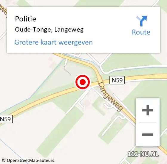 Locatie op kaart van de 112 melding: Politie Oude-Tonge, Langeweg op 28 augustus 2021 13:50