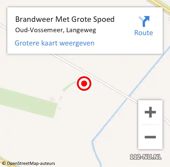 Locatie op kaart van de 112 melding: Brandweer Met Grote Spoed Naar Oud-Vossemeer, Langeweg op 28 augustus 2021 13:51