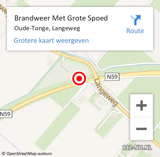 Locatie op kaart van de 112 melding: Brandweer Met Grote Spoed Naar Oude-Tonge, Langeweg op 28 augustus 2021 13:53