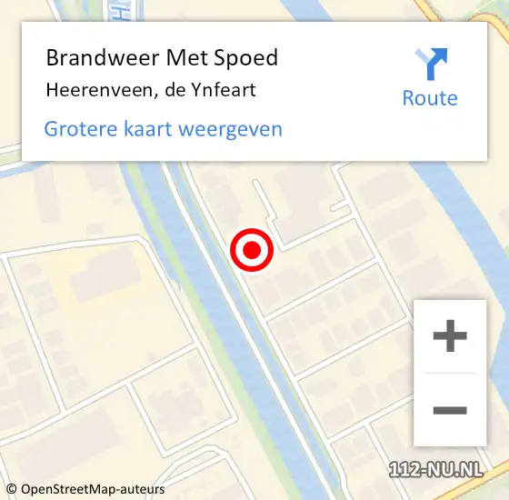 Locatie op kaart van de 112 melding: Brandweer Met Spoed Naar Heerenveen, de Ynfeart op 28 augustus 2021 14:08