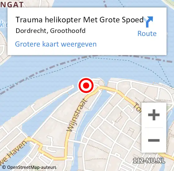 Locatie op kaart van de 112 melding: Trauma helikopter Met Grote Spoed Naar Dordrecht, Groothoofd op 28 augustus 2021 14:16