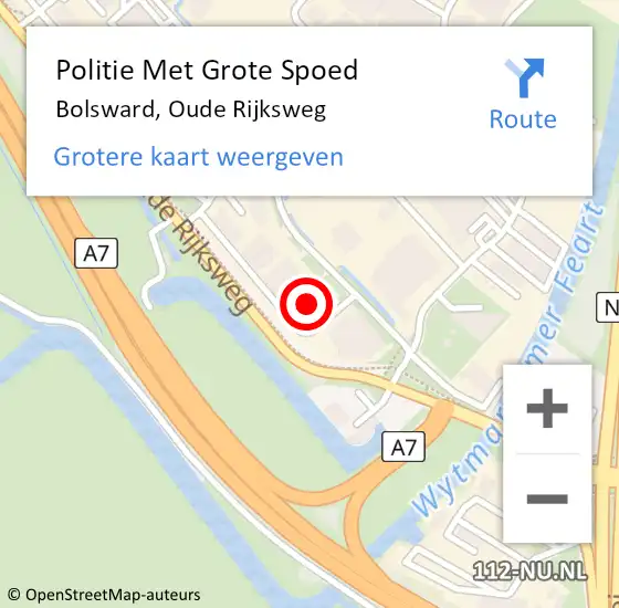 Locatie op kaart van de 112 melding: Politie Met Grote Spoed Naar Bolsward, Oude Rijksweg op 28 augustus 2021 14:18