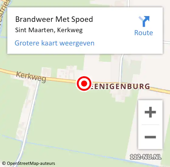 Locatie op kaart van de 112 melding: Brandweer Met Spoed Naar Sint Maarten, Kerkweg op 28 augustus 2021 14:29