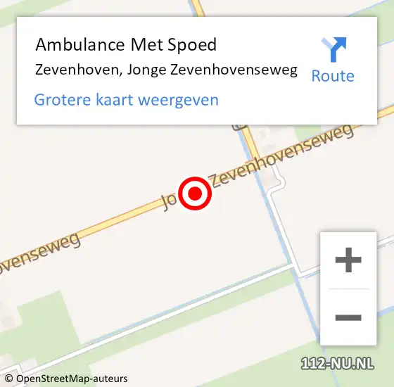 Locatie op kaart van de 112 melding: Ambulance Met Spoed Naar Zevenhoven, Jonge Zevenhovenseweg op 28 augustus 2021 14:34