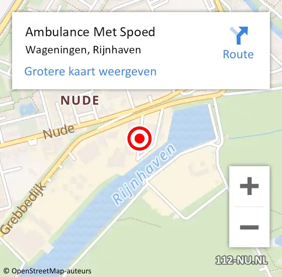 Locatie op kaart van de 112 melding: Ambulance Met Spoed Naar Wageningen, Rijnhaven op 28 augustus 2021 14:43