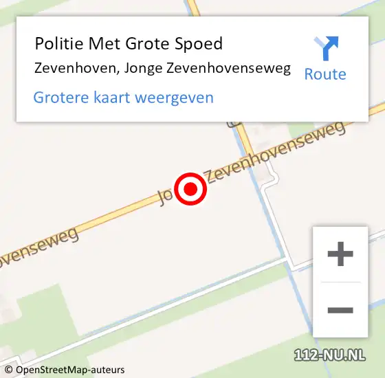 Locatie op kaart van de 112 melding: Politie Met Grote Spoed Naar Zevenhoven, Jonge Zevenhovenseweg op 28 augustus 2021 14:44