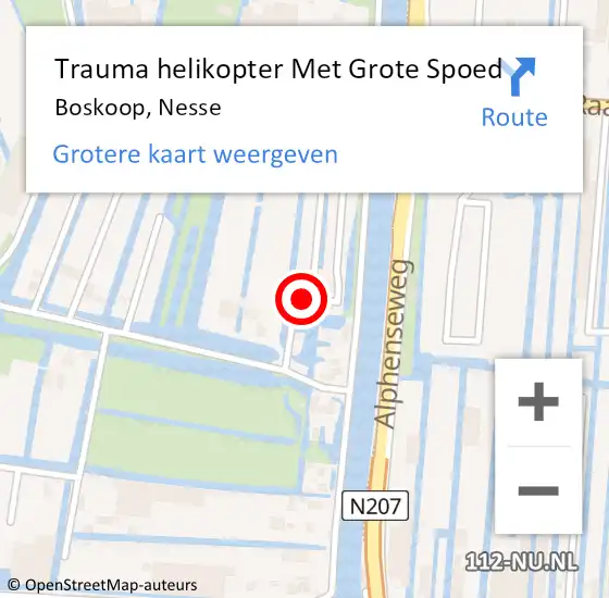 Locatie op kaart van de 112 melding: Trauma helikopter Met Grote Spoed Naar Boskoop, Nesse op 28 augustus 2021 14:58