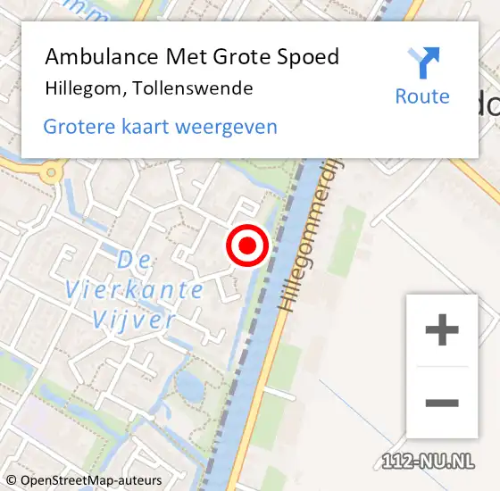 Locatie op kaart van de 112 melding: Ambulance Met Grote Spoed Naar Hillegom, Tollenswende op 28 augustus 2021 15:12