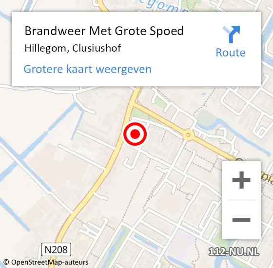 Locatie op kaart van de 112 melding: Brandweer Met Grote Spoed Naar Hillegom, Clusiushof op 28 augustus 2021 15:19