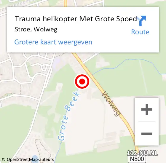 Locatie op kaart van de 112 melding: Trauma helikopter Met Grote Spoed Naar Stroe, Wolweg op 28 augustus 2021 15:36