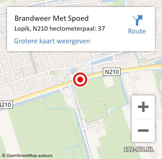Locatie op kaart van de 112 melding: Brandweer Met Spoed Naar Lopik, N210 hectometerpaal: 37 op 28 augustus 2021 16:00