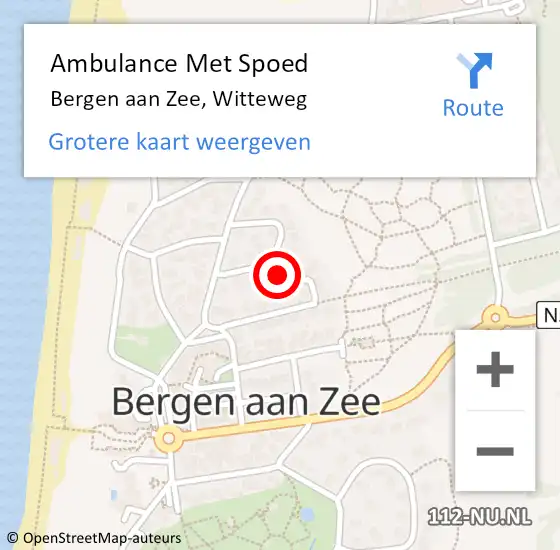 Locatie op kaart van de 112 melding: Ambulance Met Spoed Naar Bergen aan Zee, Witteweg op 28 augustus 2021 16:34