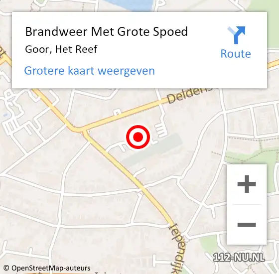 Locatie op kaart van de 112 melding: Brandweer Met Grote Spoed Naar Goor, Het Reef op 28 augustus 2021 17:38