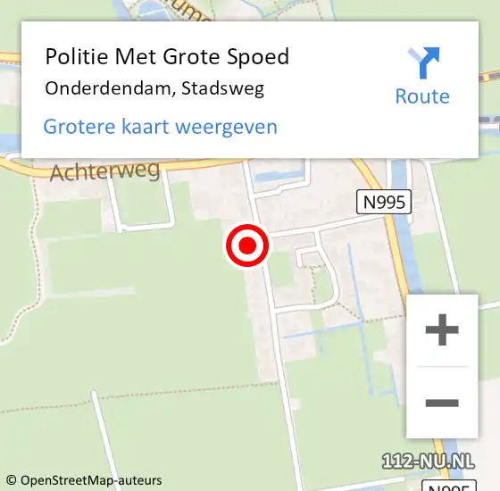 Locatie op kaart van de 112 melding: Politie Met Grote Spoed Naar Onderdendam, Stadsweg op 28 augustus 2021 17:43