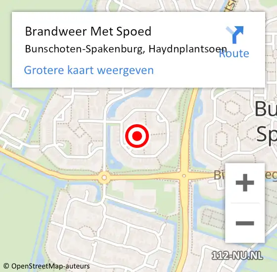 Locatie op kaart van de 112 melding: Brandweer Met Spoed Naar Bunschoten-Spakenburg, Haydnplantsoen op 28 augustus 2021 17:56