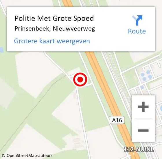 Locatie op kaart van de 112 melding: Politie Met Grote Spoed Naar Prinsenbeek, Nieuwveerweg op 28 augustus 2021 17:57