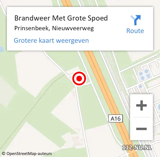 Locatie op kaart van de 112 melding: Brandweer Met Grote Spoed Naar Prinsenbeek, Nieuwveerweg op 28 augustus 2021 17:58