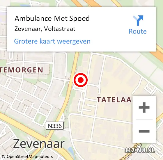 Locatie op kaart van de 112 melding: Ambulance Met Spoed Naar Zevenaar, Voltastraat op 28 augustus 2021 17:58