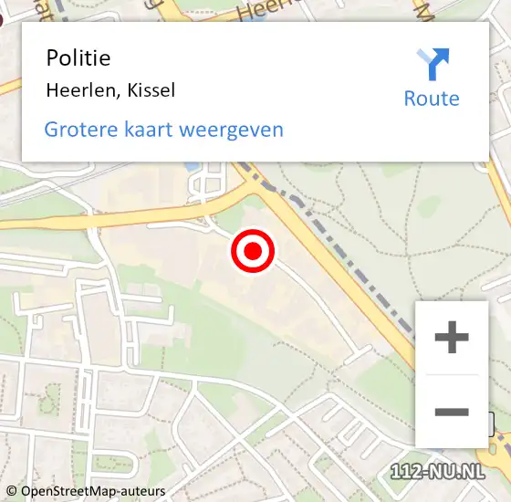 Locatie op kaart van de 112 melding: Politie Heerlen, Kissel op 28 augustus 2021 18:02