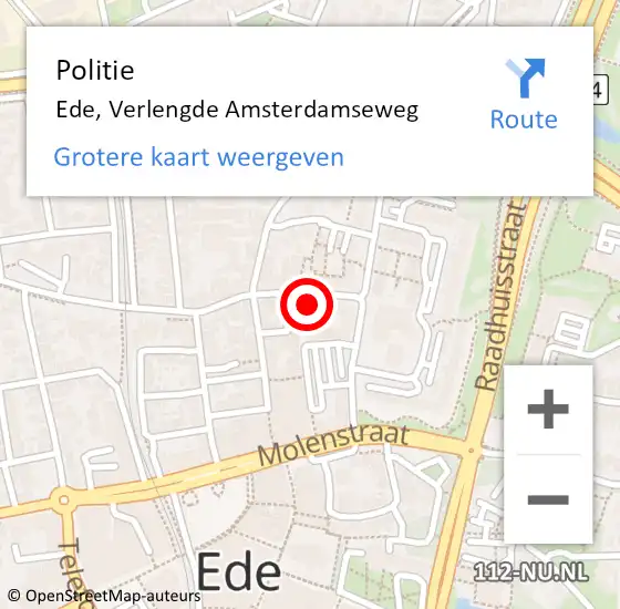 Locatie op kaart van de 112 melding: Politie Ede, Verlengde Amsterdamseweg op 28 augustus 2021 18:18