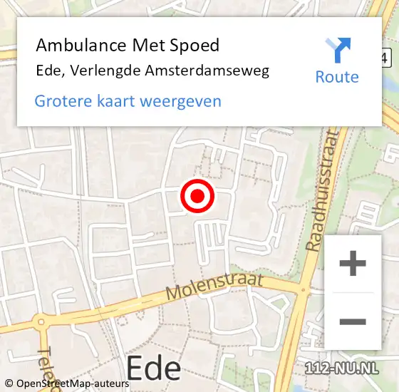 Locatie op kaart van de 112 melding: Ambulance Met Spoed Naar Ede, Verlengde Amsterdamseweg op 28 augustus 2021 18:18