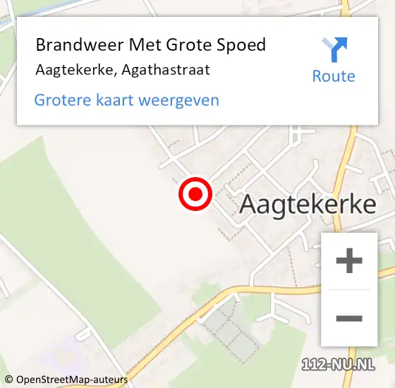 Locatie op kaart van de 112 melding: Brandweer Met Grote Spoed Naar Aagtekerke, Agathastraat op 28 augustus 2021 18:29