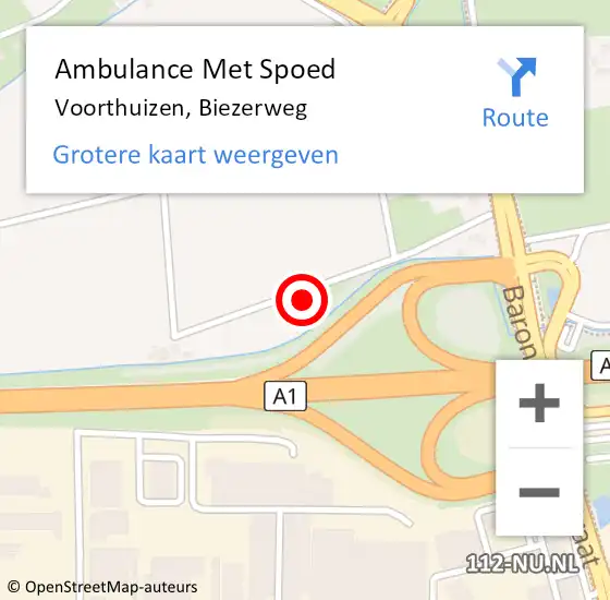 Locatie op kaart van de 112 melding: Ambulance Met Spoed Naar Voorthuizen, Biezerweg op 28 augustus 2021 18:34