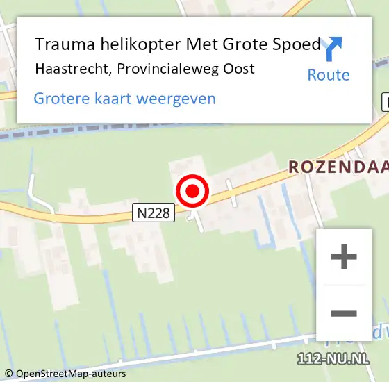 Locatie op kaart van de 112 melding: Trauma helikopter Met Grote Spoed Naar Haastrecht, Provincialeweg Oost op 28 augustus 2021 18:49