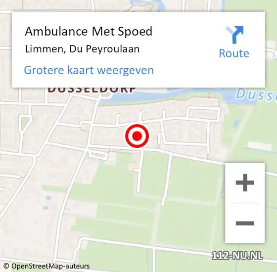 Locatie op kaart van de 112 melding: Ambulance Met Spoed Naar Limmen, Du Peyroulaan op 28 augustus 2021 18:51