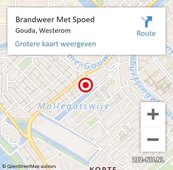 Locatie op kaart van de 112 melding: Brandweer Met Spoed Naar Gouda, Westerom op 28 augustus 2021 19:01